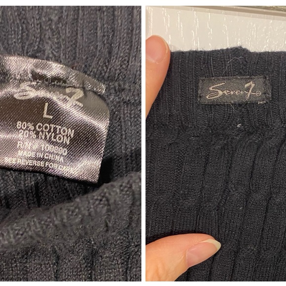 2 Pairs Black Leggings Seven7 Cable Knit and Tresics High Waist Capris Large - Picture 3 of 8